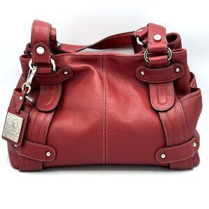 Tignanello Perfect 10 Studded Shopper Red Leather Handbag